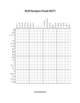 Nonogram - 20x20 - A277 Printable Puzzle