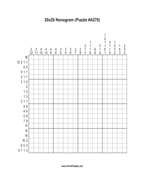 Nonogram - 20x20 - A278 Printable Puzzle