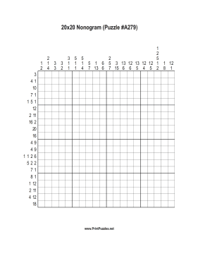 Nonogram - 20x20 - A279 Printable Puzzle