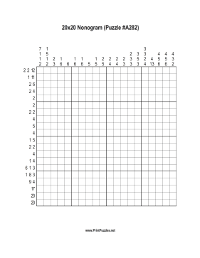 Nonogram - 20x20 - A282 Printable Puzzle