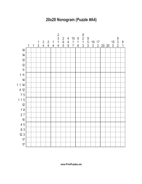 Nonogram - 20x20 - A4 Printable Puzzle