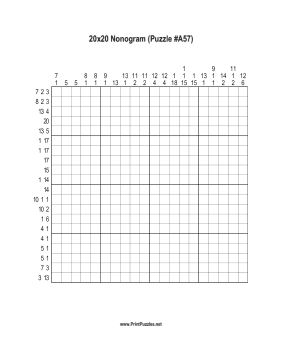 Nonogram - 20x20 - A57 Printable Puzzle