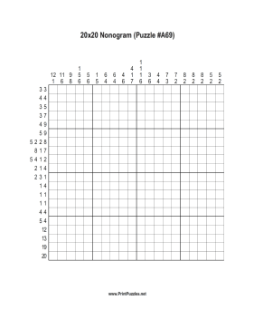 Nonogram - 20x20 - A69 Printable Puzzle