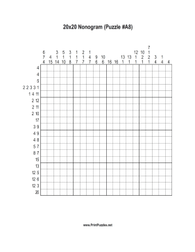Nonogram - 20x20 - A8 Printable Puzzle