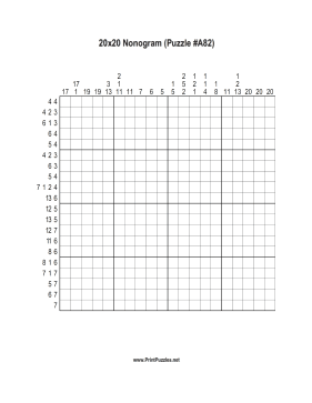 Nonogram - 20x20 - A82 Printable Puzzle