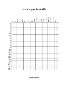 Nonogram - 20x20 - A9 Printable Puzzle