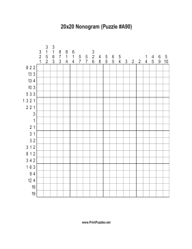 Nonogram - 20x20 - A90 Printable Puzzle