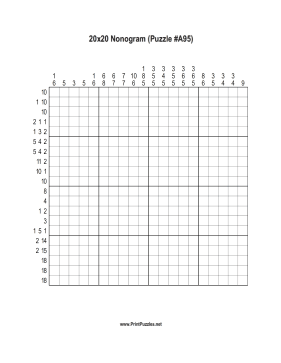 Nonogram - 20x20 - A95 Printable Puzzle