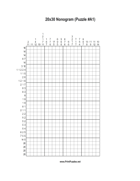 Nonogram - 20x30 - A1 Printable Puzzle