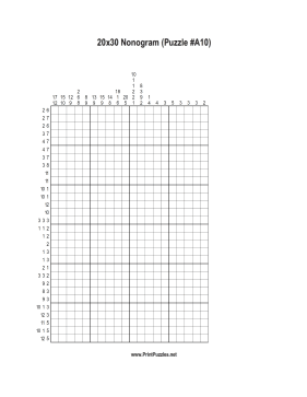 Nonogram - 20x30 - A10 Printable Puzzle