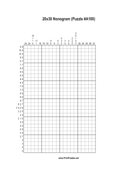 Nonogram - 20x30 - A100 Printable Puzzle