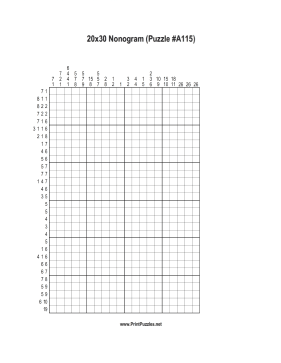Nonogram - 20x30 - A115 Printable Puzzle