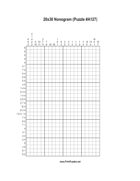 Nonogram - 20x30 - A127 Printable Puzzle
