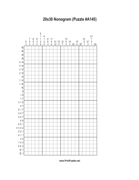 Nonogram - 20x30 - A145 Printable Puzzle