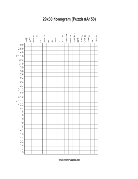 Nonogram - 20x30 - A150 Printable Puzzle