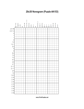 Nonogram - 20x30 - A153 Printable Puzzle