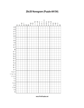 Nonogram - 20x30 - A154 Printable Puzzle