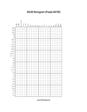 Nonogram - 20x30 - A155 Printable Puzzle