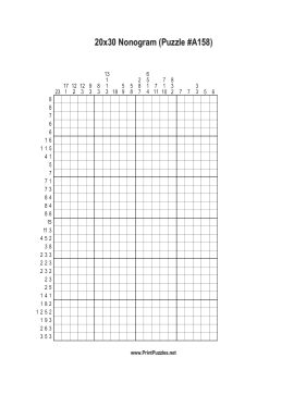 Nonogram - 20x30 - A158 Printable Puzzle