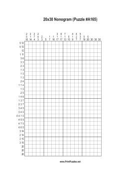 Nonogram - 20x30 - A165 Printable Puzzle