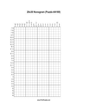Nonogram - 20x30 - A169 Printable Puzzle