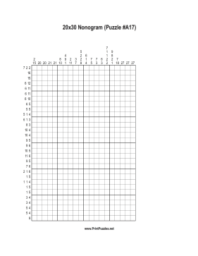 Nonogram - 20x30 - A17 Printable Puzzle