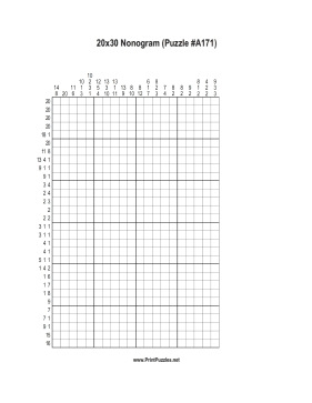 Nonogram - 20x30 - A171 Printable Puzzle