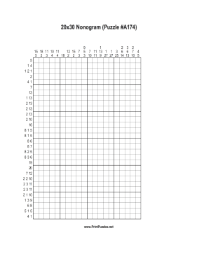 Nonogram - 20x30 - A174 Printable Puzzle