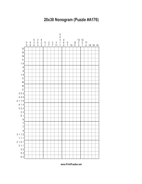 Nonogram - 20x30 - A176 Printable Puzzle