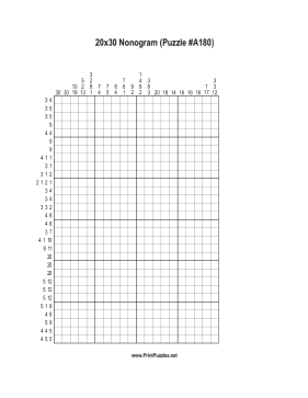 Nonogram - 20x30 - A180 Printable Puzzle