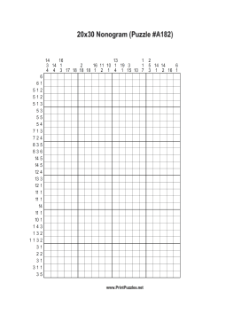 Nonogram - 20x30 - A182 Printable Puzzle