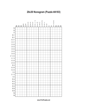 Nonogram - 20x30 - A183 Printable Puzzle