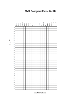 Nonogram - 20x30 - A184 Printable Puzzle
