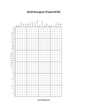 Nonogram - 20x30 - A185 Printable Puzzle