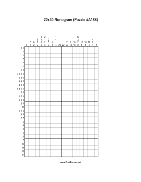 Nonogram - 20x30 - A188 Printable Puzzle