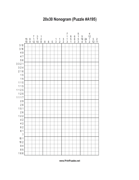 Nonogram - 20x30 - A195 Printable Puzzle