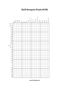 Nonogram - 20x30 - A196 Printable Puzzle