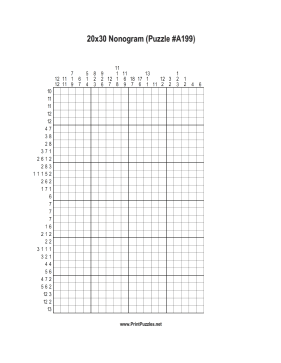 Nonogram - 20x30 - A199 Printable Puzzle