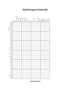 Nonogram - 20x30 - A2 Printable Puzzle