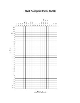 Nonogram - 20x30 - A200 Printable Puzzle