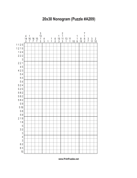 Nonogram - 20x30 - A209 Printable Puzzle