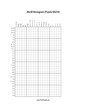 Nonogram - 20x30 - A210 Printable Puzzle