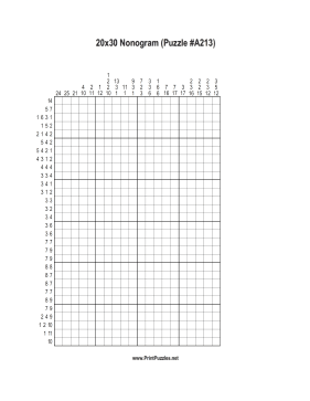Nonogram - 20x30 - A213 Printable Puzzle