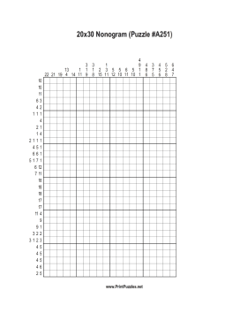 Nonogram - 20x30 - A251 Printable Puzzle