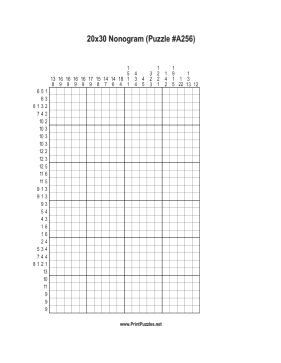 Nonogram - 20x30 - A256 Printable Puzzle