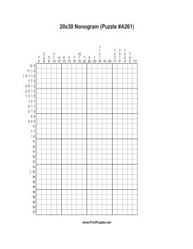 Nonogram - 20x30 - A261 Printable Puzzle