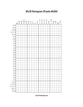 Nonogram - 20x30 - A264 Printable Puzzle