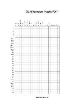 Nonogram - 20x30 - A267 Printable Puzzle