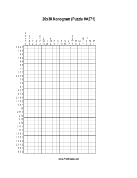 Nonogram - 20x30 - A271 Printable Puzzle