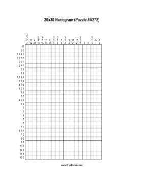 Nonogram - 20x30 - A272 Printable Puzzle